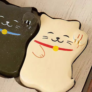 Japanese Wooden Chopsticks Set Maneki Neko