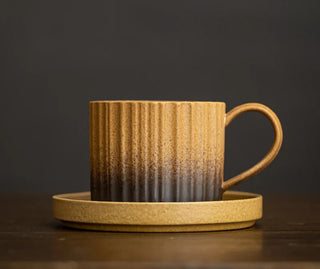 Gohobi Japanese Ceramic Coffee Mug & Saucer Set