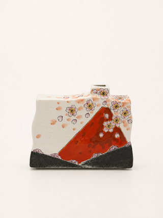 Kutani Ware Red Fuji Small Flower Vase