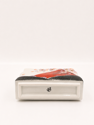 Kutani Ware Red Fuji Small Flower Vase