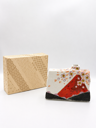 Kutani Ware Red Fuji Small Flower Vase