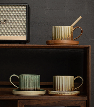Gohobi Japanese Ceramic Coffee Mug & Saucer Set