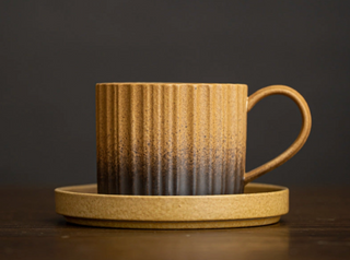 Gohobi Japanese Ceramic Coffee Mug & Saucer Set