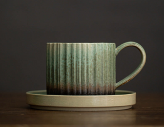 Gohobi Japanese Ceramic Coffee Mug & Saucer Set