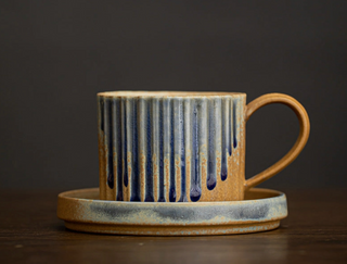 Gohobi Japanese Ceramic Coffee Mug & Saucer Set