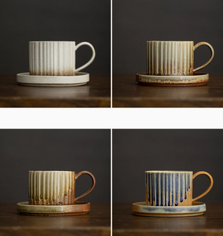 Gohobi Japanese Ceramic Coffee Mug & Saucer Set