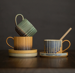 Gohobi Japanese Ceramic Coffee Mug & Saucer Set