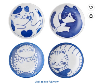 Mino Ware Sleeping Cat Small Plates – Set of 4